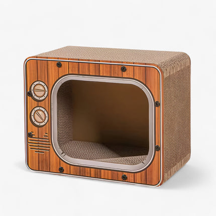 Cat Scratcher – Retro TV-Shaped Cardboard Scratching House