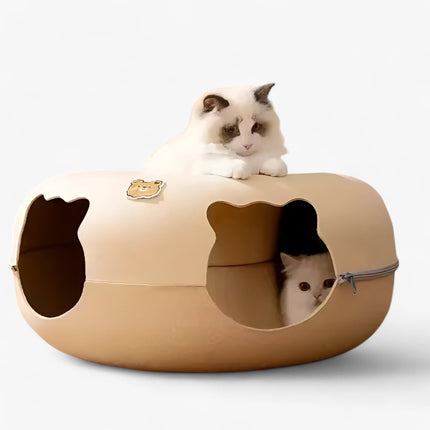 Felt Cat Tunnel Bed – Removable Zipper Cave for Play and Rest
