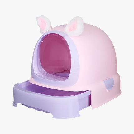 Enclosed Cat Litter Box – Large Drawer Design with Odor Filter