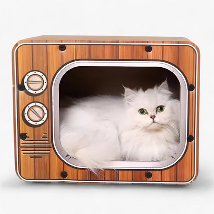 Cat Scratcher – Retro TV-Shaped Cardboard Scratching House