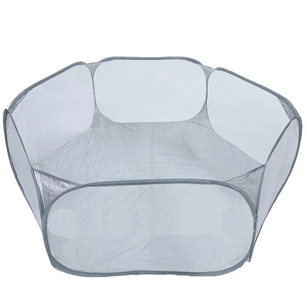 Foldable Pet Playpen – Portable Transparent Tent Cage for Small Animals