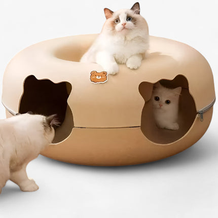 Felt Cat Tunnel Bed – Removable Zipper Cave for Play and Rest