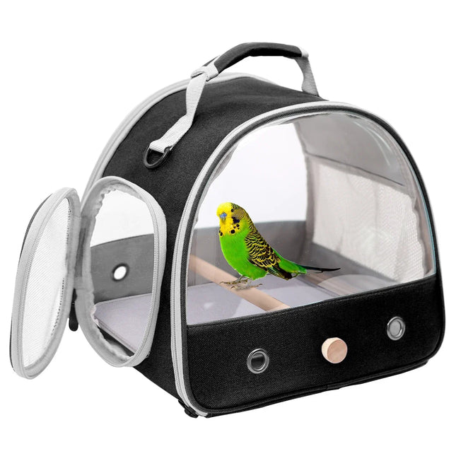 Portable Parrot Carrier Bag – Foldable Travel Cage with Perch and Shoulder Strap