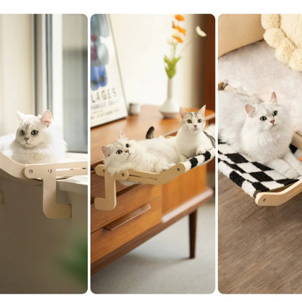 Cat Hammock Bed – Wooden Frame with Washable Cotton Canvas