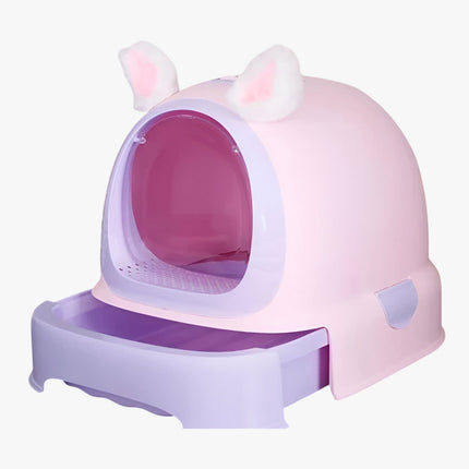 Enclosed Cat Litter Box – Large Drawer Design with Odor Filter