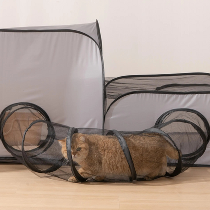 Foldable Cat Run with Tunnel for Cats and Small Pets