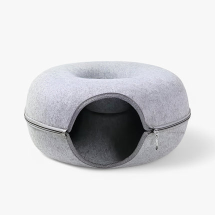 Felt Cat Tunnel Bed – Removable Zipper Cave for Play and Rest