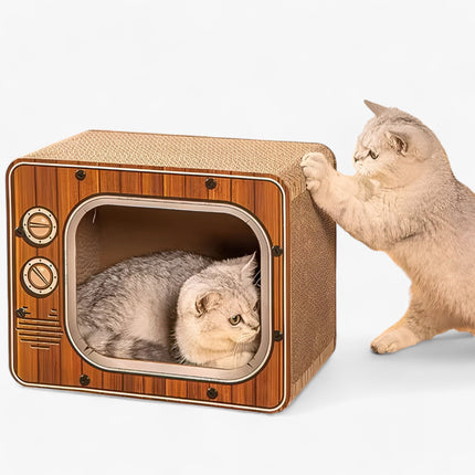 Cat Scratcher – Retro TV-Shaped Cardboard Scratching House