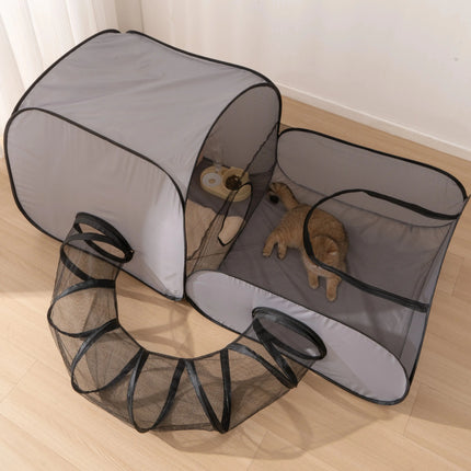 Foldable Cat Run with Tunnel for Cats and Small Pets