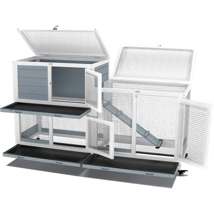 Two-Story Wooden Indoor Hutch with Wheels – Rabbit, Guinea Pig & Small Pet House