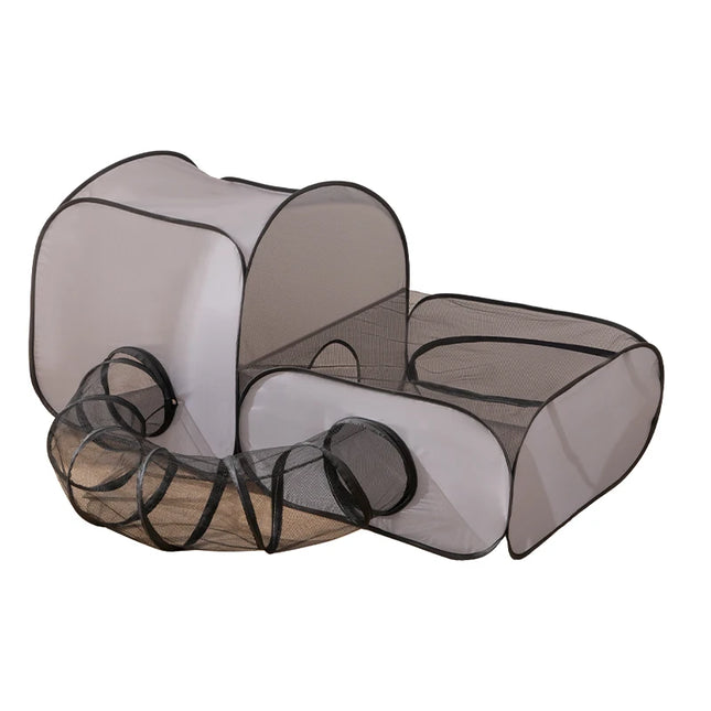 Foldable Cat Run with Tunnel for Cats and Small Pets