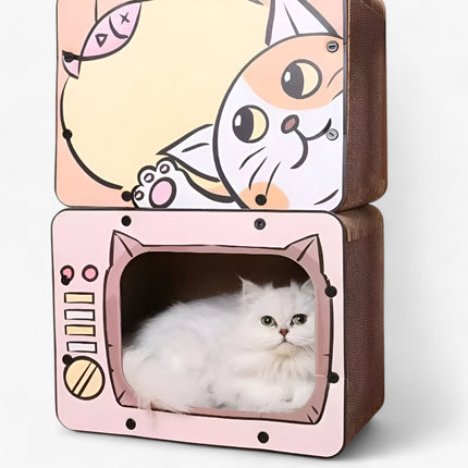 Cat Scratcher – Retro TV-Shaped Cardboard Scratching House