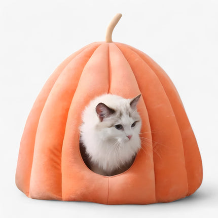 Pumpkin Pet Bed - Velvet Washable Bed for Cats