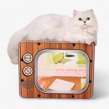 Cat Scratcher – Retro TV-Shaped Cardboard Scratching House