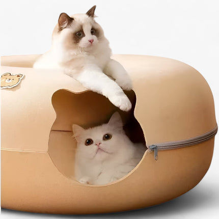 Felt Cat Tunnel Bed – Removable Zipper Cave for Play and Rest