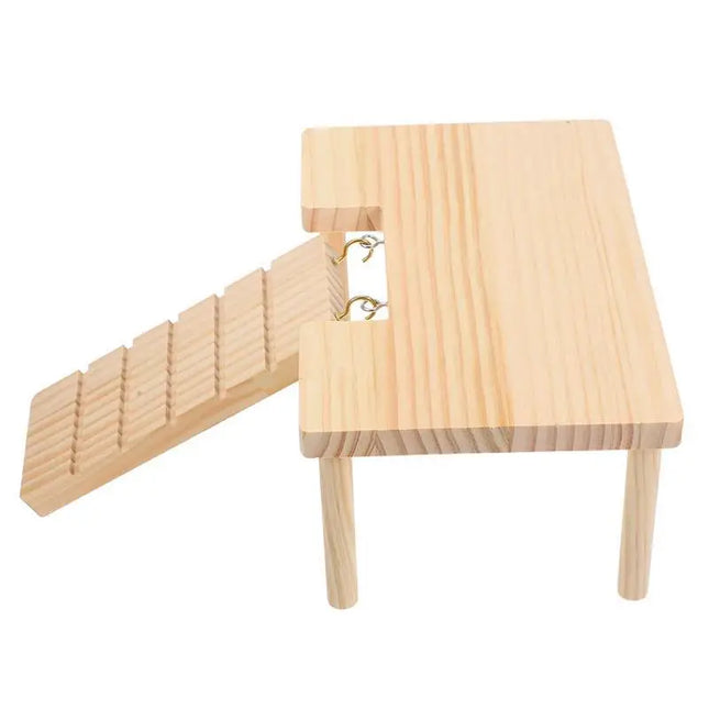 Wooden Hamster Platform with Ladder – Small Animal Ramp for Cages