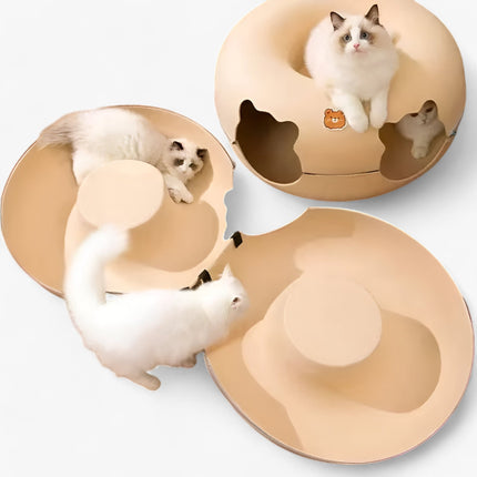 Felt Cat Tunnel Bed – Removable Zipper Cave for Play and Rest