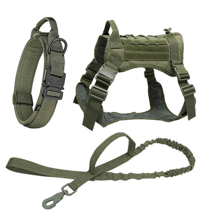 Tactical Dog Harness Vest – Adjustable with Leash and Collar