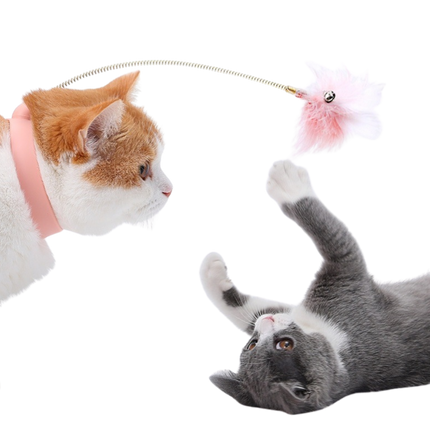 Interactive Cat Toy – Feather Teaser Wand with Bell
