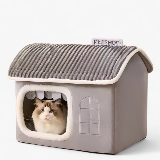 Foldable Cat House – Soft Plush Bed