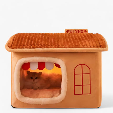 Foldable Cat House – Soft Plush Bed
