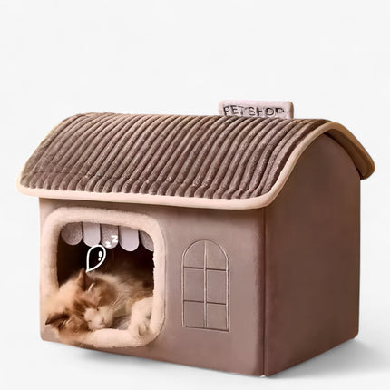 Foldable Cat House – Soft Plush Bed