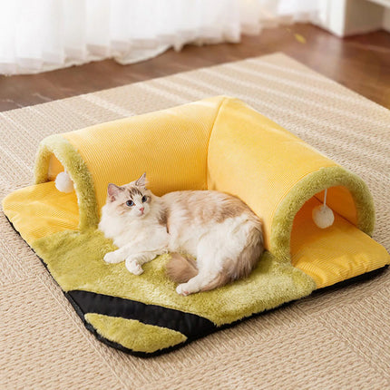 3-In-1 Cat Tunnel And Play Mat – Pet Mat For Small And Medium Cats