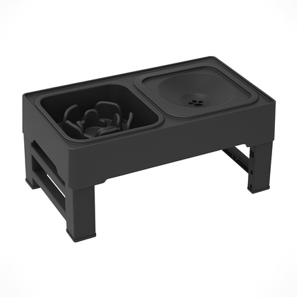 2-in-1 Elevated Dog Bowls – Adjustable Height Slow Feeder with Non-Slip Base