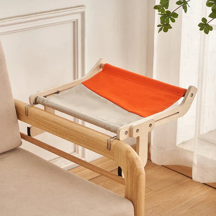 Cat Hammock Bed – Wooden Frame with Washable Cotton Canvas