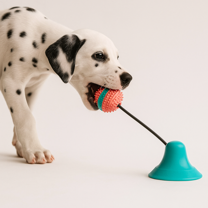 Interactive Suction Cup Dog Toy – Silicone Chew Ball for Puppies