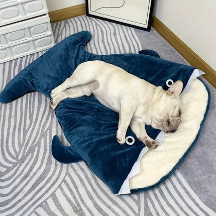 DeepCalm Pet Bed – Plush Shark-Shaped Dog Bed