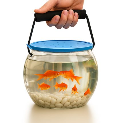 Portable Round Fish Tank – Transparent Aquarium with Lid and Handle