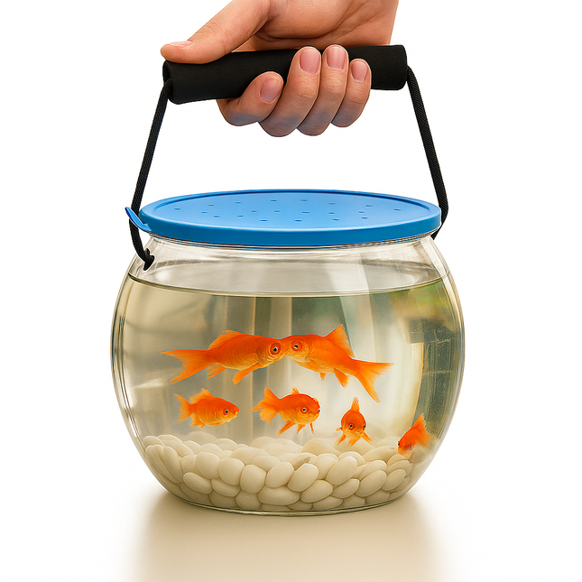 Portable Round Fish Tank – Transparent Aquarium with Lid and Handle
