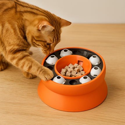 Cat Puzzle Toy – Interactive Slow Feeder Bowl