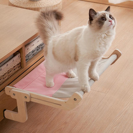Cat Hammock Bed – Wooden Frame with Washable Cotton Canvas