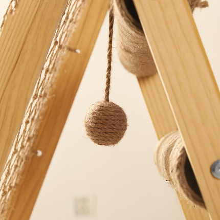 Wooden Cat Climbing Tree – Sisal Scratching Post with Hammock
