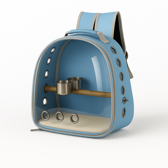 Bird Carrier Backpack – Acrylic Travel Bag with Perch & Cups