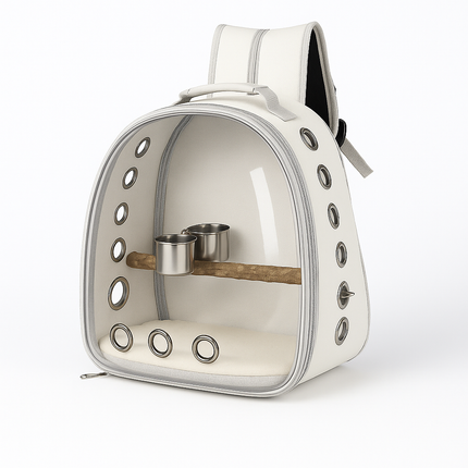 Bird Carrier Backpack – Acrylic Travel Bag with Perch & Cups