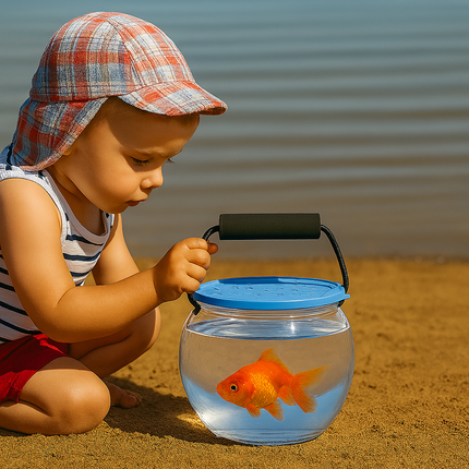Portable Round Fish Tank – Transparent Aquarium with Lid and Handle