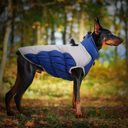 Reflective Dog Jacket – Winter Zipper Coat with Built-In Harness