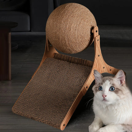 Cat Scratching Board – Wooden Frame with Sisal Rope Toy