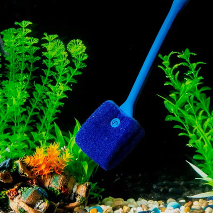 Aquarium Glass Cleaning Brush with Sponge – Algae Scraper Tool for Fish Tanks