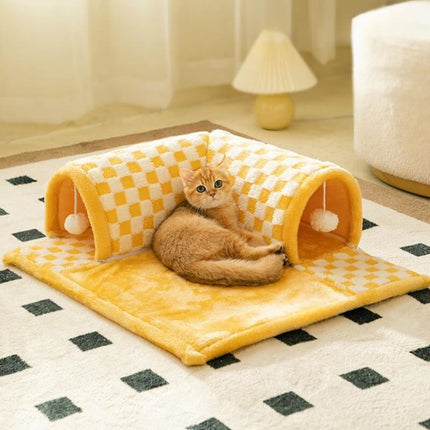 Cat Tunnel Bed – Washable Foldable Tunnel Nest for All Seasons