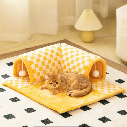 Cat Tunnel Bed – Washable Foldable Tunnel Nest for All Seasons