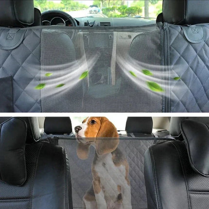 Car Back Seat Dog Cover – Waterproof Protector with Safety Belt and Side Panels