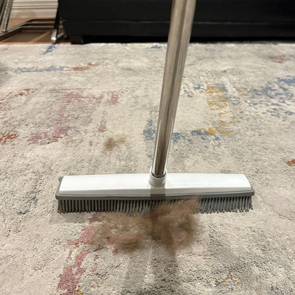 Rubber Broom with Squeegee – Pet Hair Remover for Floors