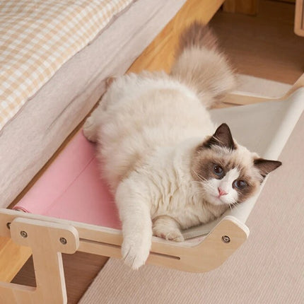 Cat Hammock Bed – Wooden Frame with Washable Cotton Canvas