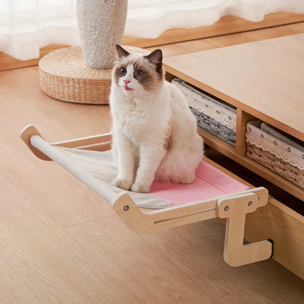 Cat Hammock Bed – Wooden Frame with Washable Cotton Canvas