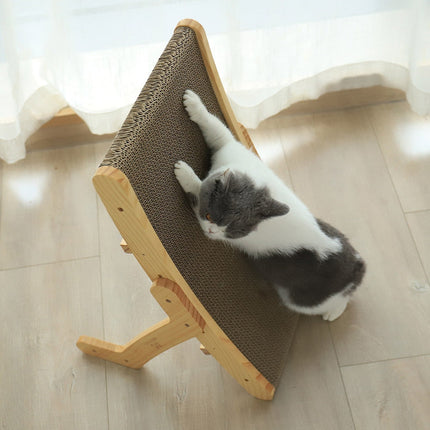 Cat Scratcher Board – 3-in-1 Wooden Frame with Removable Scratch Pads