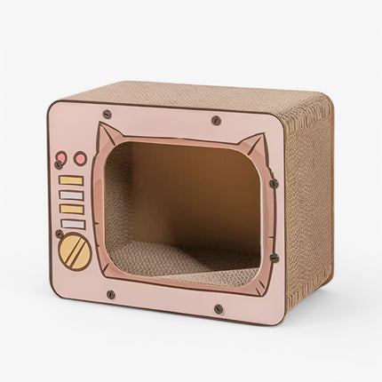 Cat Scratcher – Retro TV-Shaped Cardboard Scratching House